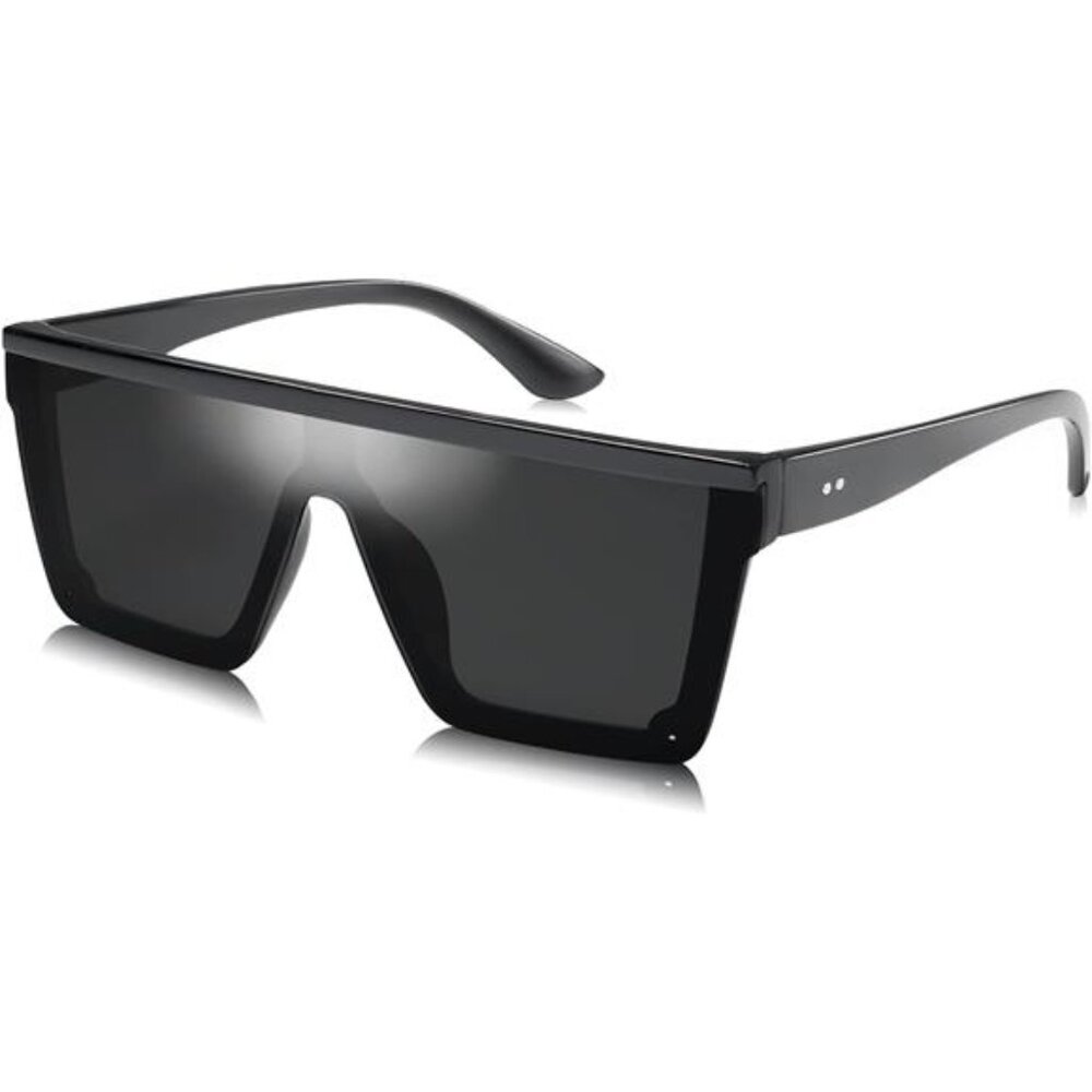 Square Big Sunglasses Women Thick Frame Flat Top Mirrored Sunnies Shades Goggle